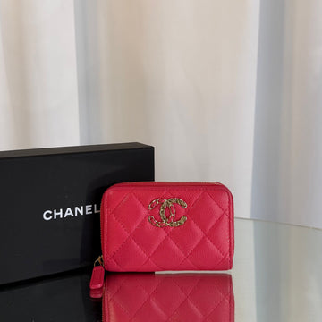 CHANEL キャビア 19 CC ロゴ ジッパー コイン ポーチ 155870095