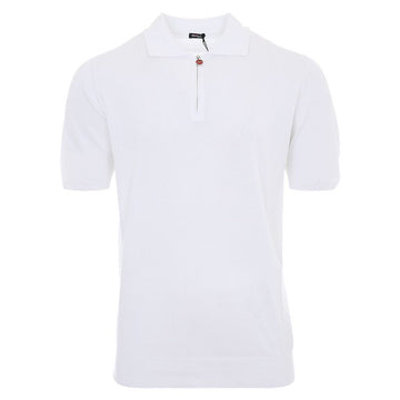 Kiton UMK1331 WHITE Knit Zip Polo Short Sleeve T-Shirt 91668710