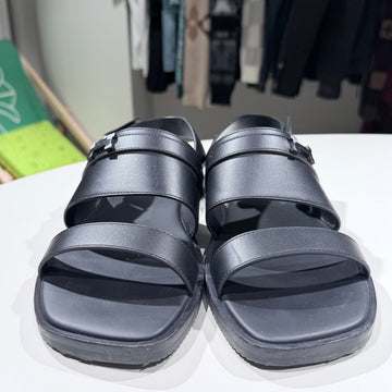 Hermes Brushed Black Sandal Slippers A+/40.5 155879498