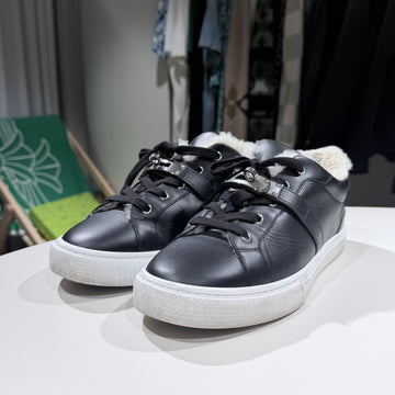 Hermes Day Sneakers Wool Calfskin Palladium Noir 40 155879509