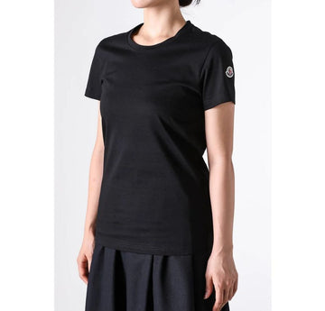MONCLER T-Shirt aus Baumwolljersey mit Logo-Patch Schwarz L10938C73200 V8058 999 154491129