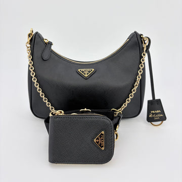 Prada Saffiano Lux Chain Hobo Bag 1BH204 155890179