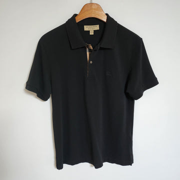 BURBERRY Schwarzes Karo Kurzarm Poloshirt mit Stickerei 8004581 155898355