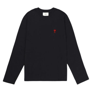 AMI Women's Small Heart Logo Long Sleeve Black BFUTS235 724 001 146284543