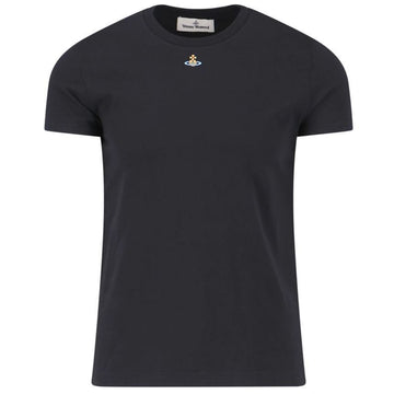 VIVIENNE WESTWOOD 女性 ORB ロゴ 刺繍 Tシャツ ブラック 153208962