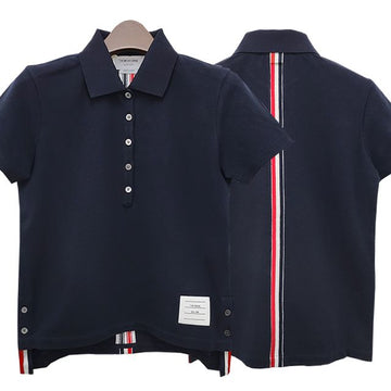 THOM BROWNE クラシックバックロゴ三線ポロ半袖Tシャツネイビー (FJP014A 00050 415) 153570490