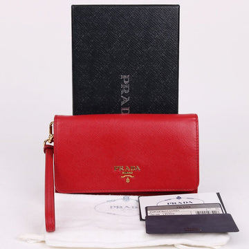 PRADA サフィアーノ レッド ストラップ 財布 1M1438 155920721