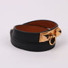HERMES ブラックレザー ダブルリバルブレスレット (T) 155920753 [P]