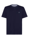 BRUNELLO CUCINELLI ロゴ刺繍ダブルレイヤースティッチTシャツ M0B137451G 155921981 [P]