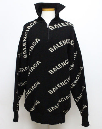 BALENCIAGA マルチロゴ ハーフジップ ニット S 155923096