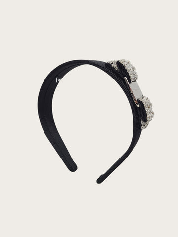 Salvatore Ferragamo Black Crystal Bow Women's Headband 155924033