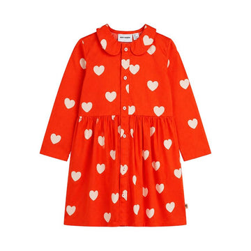 MINI RODINI Herz Gewebe Langarm Kleid für Mädchen 42 SS26 155924185