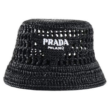 PRADA ラフィア バケットハット ブラック 1HC137 2C2T F0002 122669762