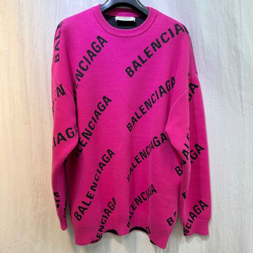 Balenciaga Multi-Logo Oversized Pink Knit (XS) 155938923
