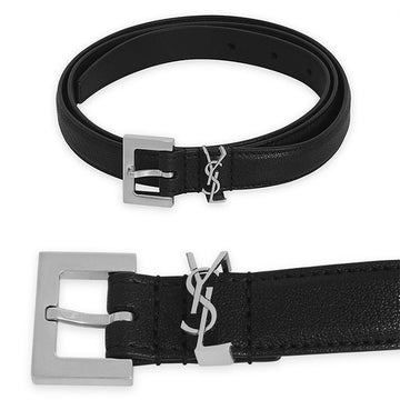 SAINT LAURENT Gürtel Monogramm-Logo Silber Schwarz 612616 BRM0E 1000 35508812