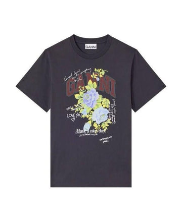 Ganni Black Rose Graphic T-Shirt T4342 252 151056827