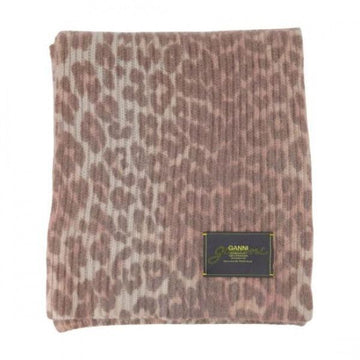 Ganni Leopard Wool Knit Scarf 151056864