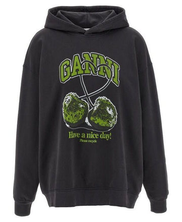 GANNI ブラック ISOLI CHERRIES オーバーサイズフーディ T4285 252 151057121