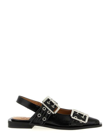 Ganni Black Feminine Buckle Ballerina 151057156