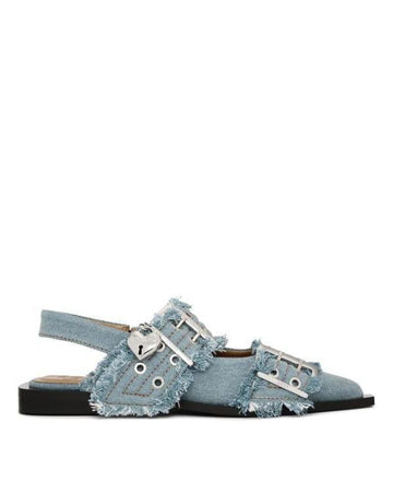 GANNI Denim Charms feminine Buckle Ballerina 151058032