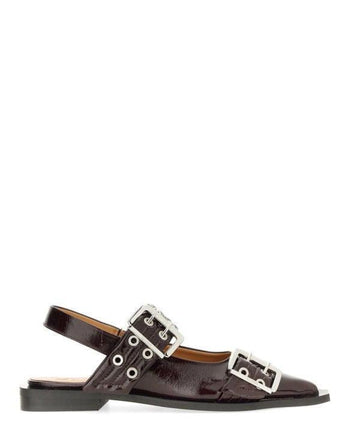 GANNI Feminine Buckle Ballerinas in Burgunder 151058410