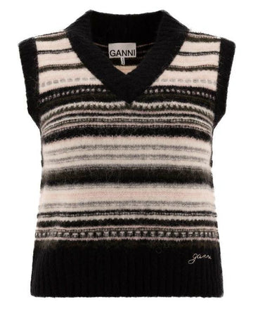 GANNI ブラックストライプベスト K2327 099 151058429