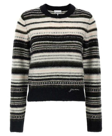 Ganni Striped Oneck Sweater 151058445