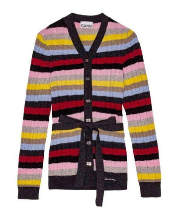 Ganni Multicolour Stripe Belt Cardigan K2325 999 151058554