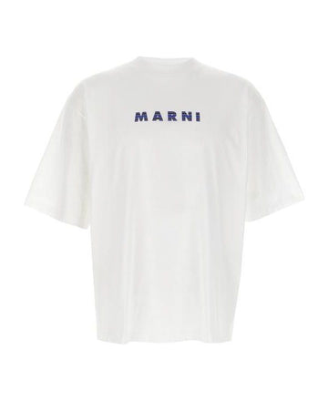 MARNI Logo-Print Baumwolle T-Shirt 25SS Free (Liliy White) 151060035