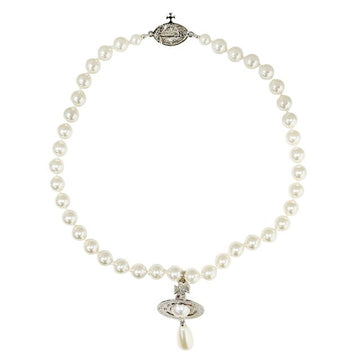 VIVIENNE WESTWOOD ONE ROW パール ドロップ チョーカー ネックレス プラチナ パール (63030008 02P128 P128) 155941012
