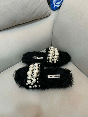 MIU MIU パールシアリングスリッパ 36サイズ 155941096