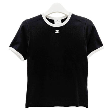 COURREGES ロゴバンプコントラスト半袖Tシャツ ブラックヘリテージホワイト (VESJTS017JS0070 9901) 155941180
