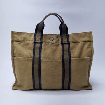 HERMES キャンバストートバッグ MM 男女兼用 グリーン 155941647