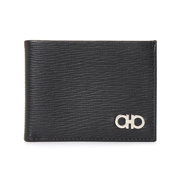 SALVATORE FERRAGAMO 26SS ガンチーニ メンズ 二つ折り財布 66 A064 NERO 0685978 127512826