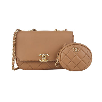 CHANEL CCカーフスキン キルティング フラップ コインパース ポーチ クロスバッグ 37141 155947071
