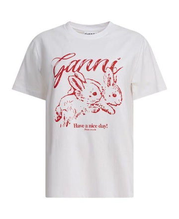 GANNI Relaxed T-Shirt in Weiß (Helles Weiß) T3994 151 151058628