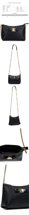 Salvatore Ferragamo 25FW Gold-tone Bow Chain Mini Bag Black 22-0819 0780217 141060349 [P]