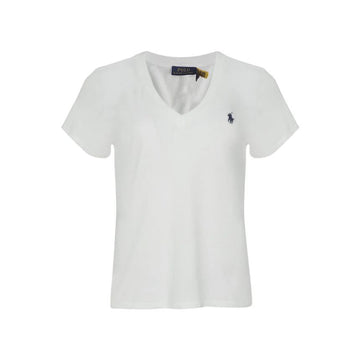 POLO RALPH LAUREN 女性用ポニーロゴ刺繍半袖VネックTシャツホワイト211B14611 007 153588326