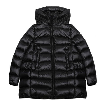 Moncler Hooded Midi Down Jacket with Patch Logo 149529144