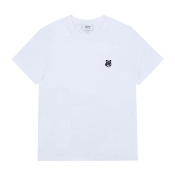 MAISON KITSUNE Grauer Fuchs Kopf Patch Herren Kurzarm-T-Shirt 155989124
