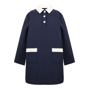 BONPOINT Kids Polo Collar Contrast Pocket Dress 155989287