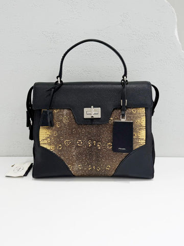 Prada Saffiano Pocono Flap Lock Tote Bag 1BA005 155990973