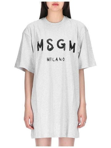 MSGM Brushed Logo Short Sleeve Dress 133040143