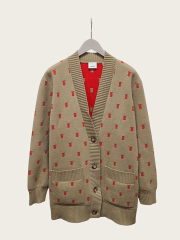BURBERRY アーカイブ ベージュ モノグラム ウール カシミヤ ブレンド オーバーカーディガン 155997801