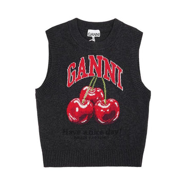 GANNI 女性用グラフィックウールベストニット 155998001