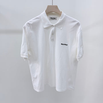 MIU MIU Pique-Polo-Shirt aus Baumwolle in Weiß 2XL 156003842