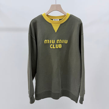Miu Miu Club Logo Crewneck Sweatshirt Khaki 156003860