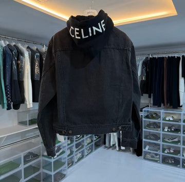 Celine Hooded Denim Jacket in Black Wash 156004386