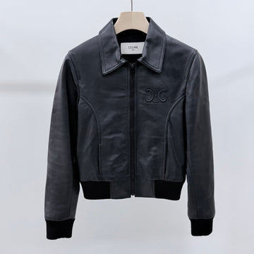 CELINE レザー バーシティジャケット 34 156004425