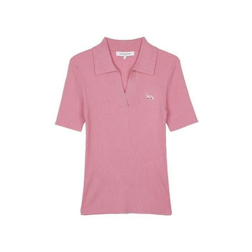 Maison Kitsune Women's Baby Fox Patch Ribbed Polo T-Shirt Phrase OW00201KT1091-0139 132432478